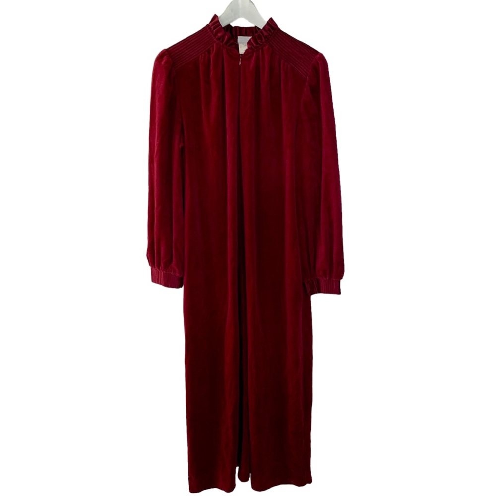 VTG 90s Gilligan & O'Malley Burgundy Velour Caftan Gown Robe Women’s Large USA